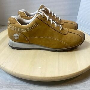 Timberland Woman’s Wheat Tan Leather Sneaker Walking Shoes Sz 6M